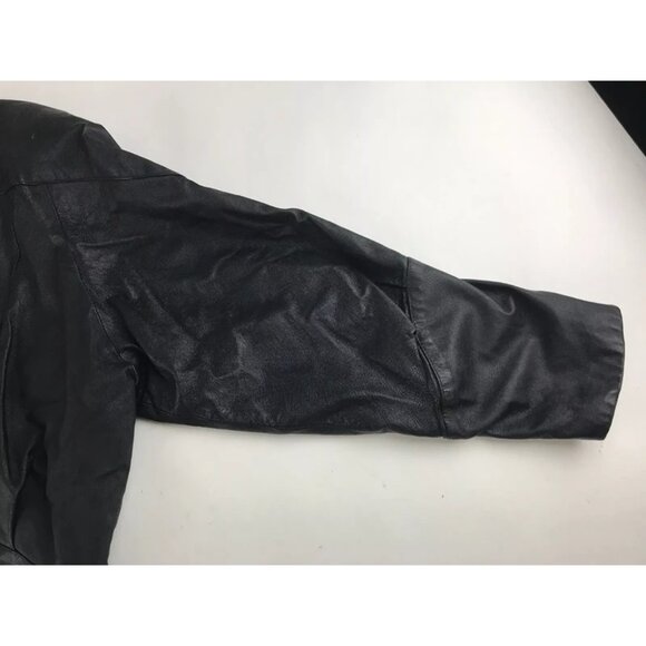 Adler Womens Black Leather Shawl Collar Bomber Motorcycle Jacket Size L - Picture 9 of 10